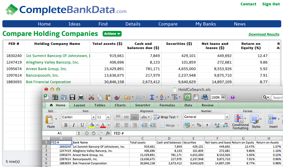 excel bank